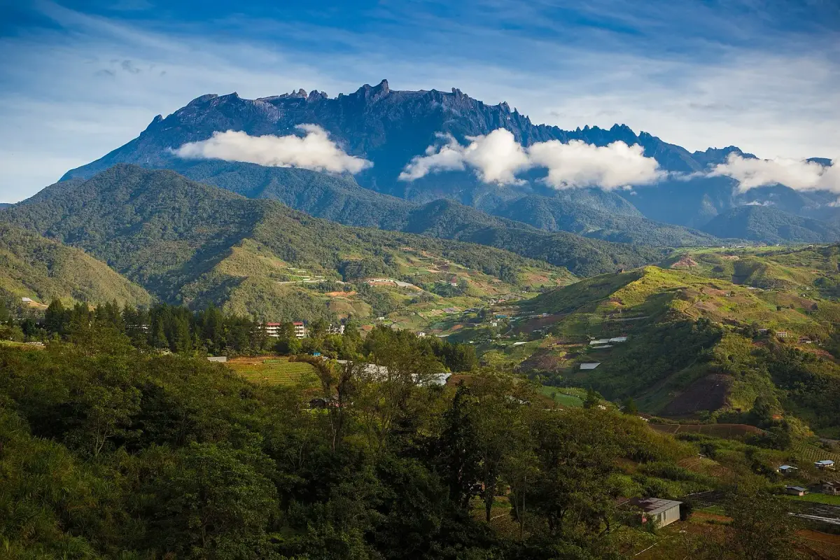Mount Kinabalu at first light above the Sabah highlands